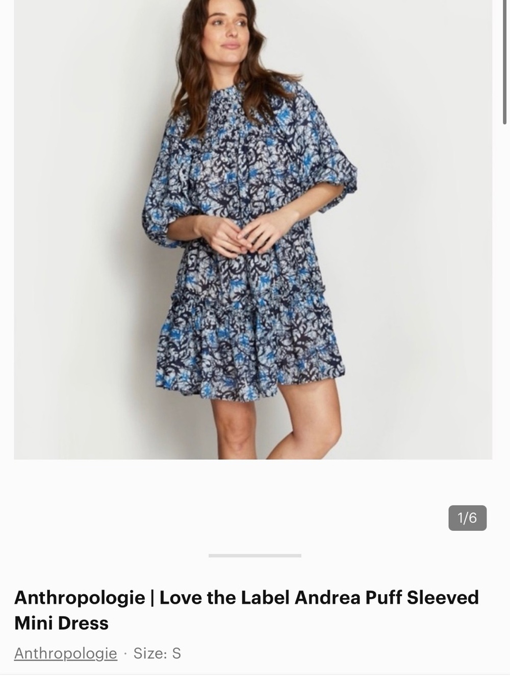 NWOT Anthropologie Love the Label Floral Smocked Short Dress in Blue - Picture 2 of 10